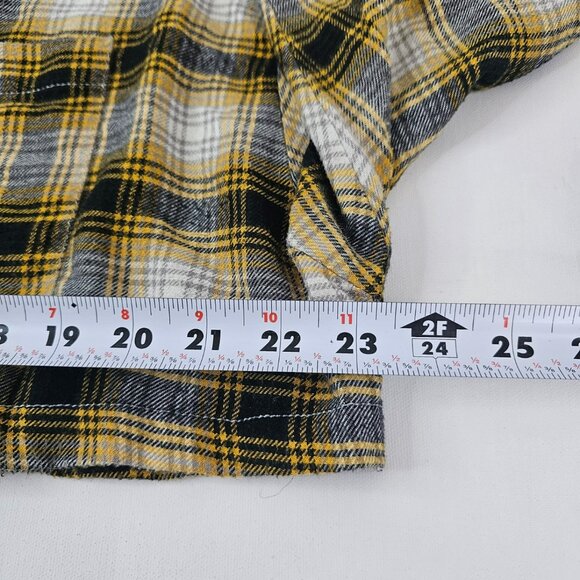 Urban Outfitter Yellow Cropped Top Plaid Button Up Shirt Long Sleeve Size M - Picture 8 of 9